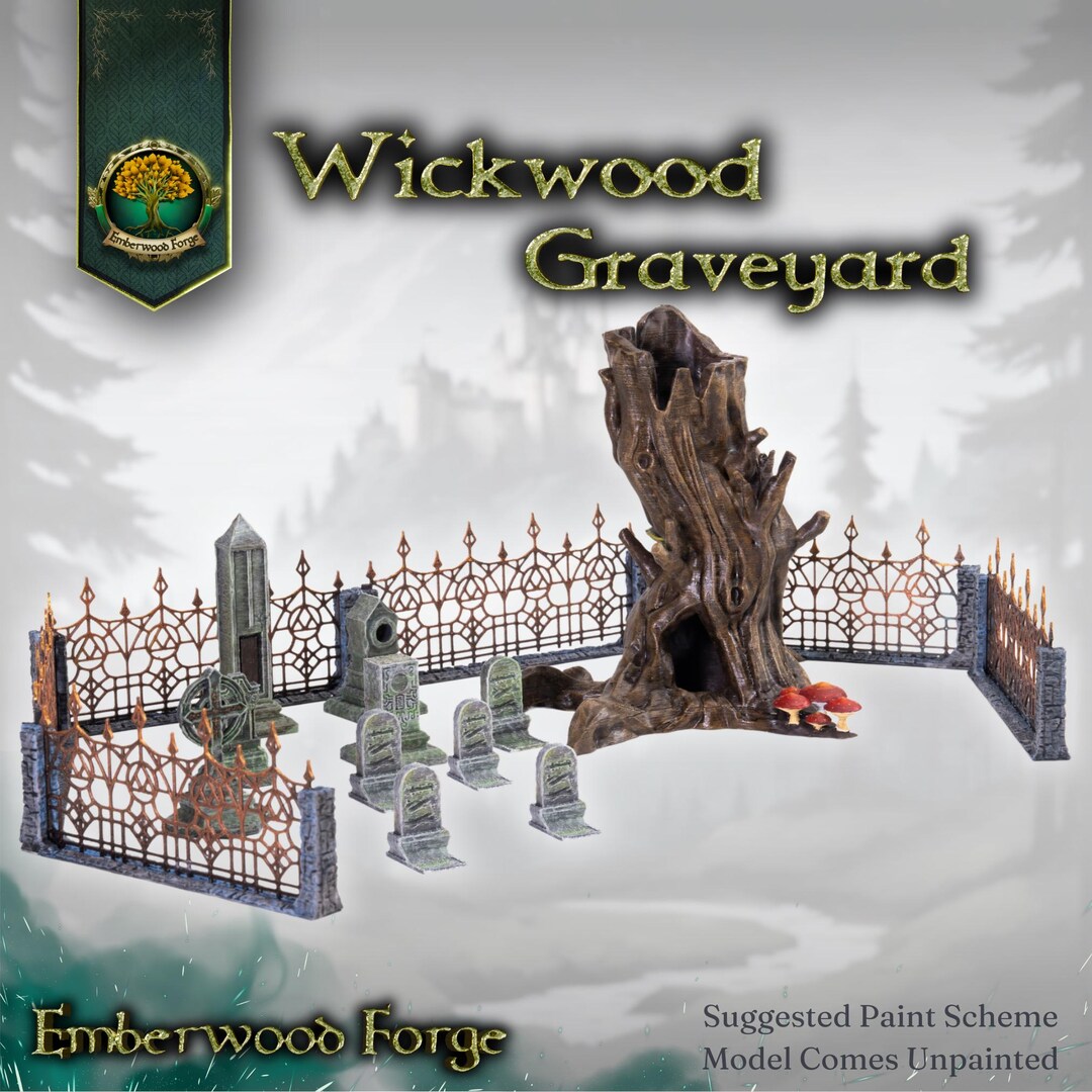 Wickwood Graveyard | Dnd | Dungeons & Dragons | Pathfinder | Tabletop  Miniature | RPG | Wargaming | Terrain | Fantasy | 3D Printed | Set - Etsy