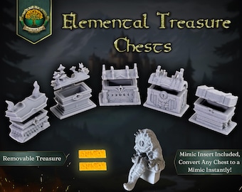 Elemental Treasure Chests | DnD | Dungeons & Dragons | Pathfinder | Tabletop Miniature | RPG | Wargaming | Terrain | Fantasy | Trinkets