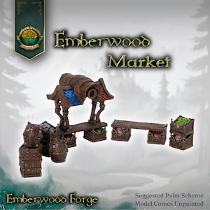 Emberwood Marketplace Set | DnD | Dungeons & Dragons | Tabletop Miniature | RPG | Wargaming | Terrain | Fantasy