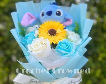 Blue Stitch Cartoon Plush Flower Bouquet, Valentine’s Day, Birthday, Graduation, Anniversary, Wedding, Home Decor, Christmas, Gift for her