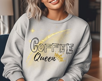 Coffee Queen sparkle sweatshirt, Coffee lover shirt, Coffee addict, Caffeine is life Queen