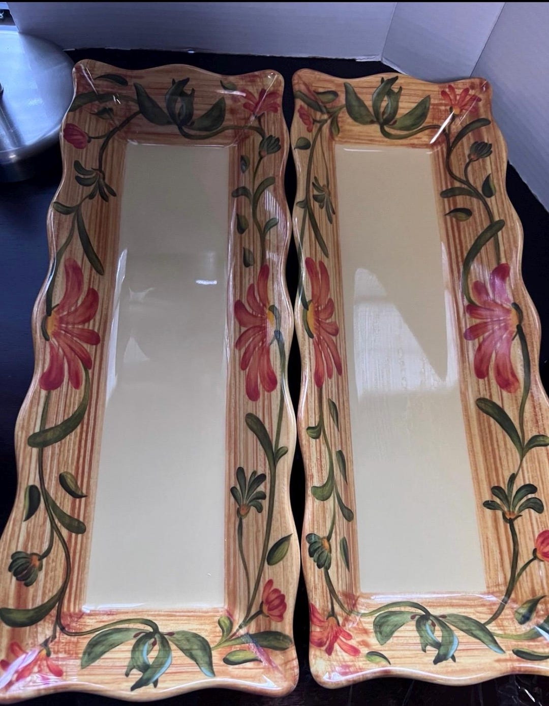 Ceramic Riser Tray Rectangle Lot of 2 Beautiful Ceramic/porcelain Rectangular Trays - Etsy