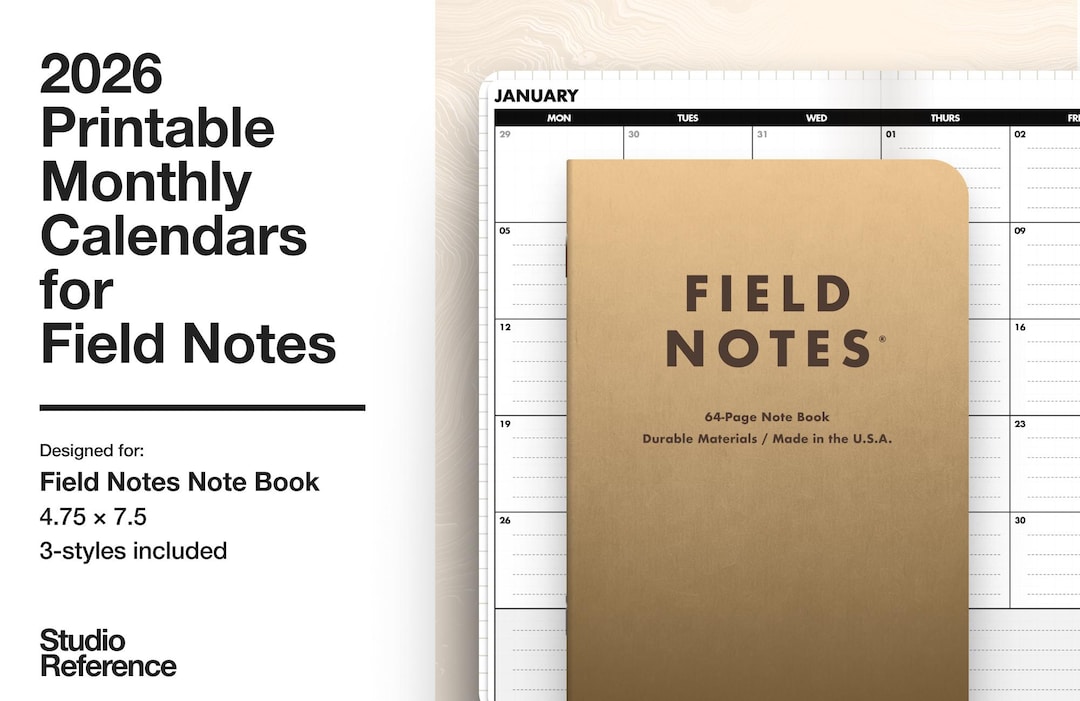 FIELD NOTES Note Book - 2026 Monthly Calendar Bundle (3 Styles) - Etsy