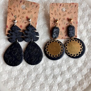 Black Polymer Clay Earrings