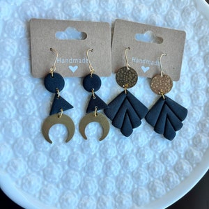 Black Polymer Clay Earrings