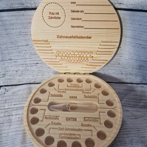 Personalisierte Holz Milchzähne Box Zahnbox für Milchzähne aus Holz unisex Zahndose Milchzähne Baby Geschenke Dinosaurier oder Pferd Bild 3