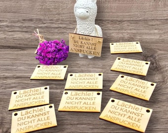 Wooden sign for alpaca made of Raysin, Keraflott, etc. Custom engraving.