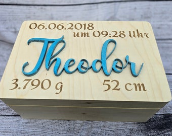 Personalisierte Erinnerungsbox aus Holz - Souvenir Box - Baby Geschenke zur Geburt