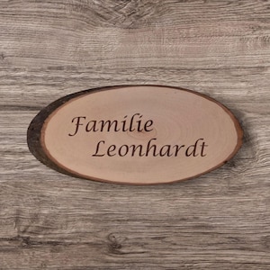Personalized wooden sign with engraving - self-designed oval tree disc - wooden signs