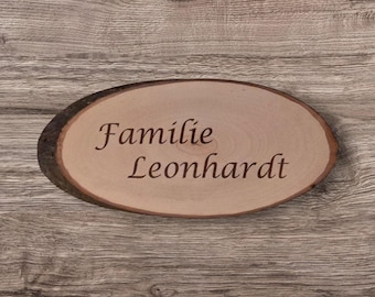 Personalized wooden sign with engraving - self-designed oval tree disc - wooden signs