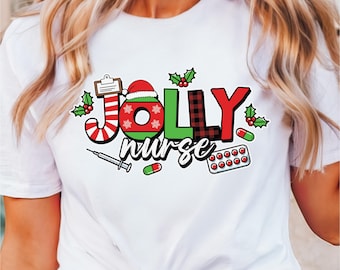 Christmas Nurse T-shirt, Merry Christmas Tee, Gift Ideas For Nurse, Nursing Outfit, t-shirt, Cute Tee For Christmas, Nurse Crew T-shirt