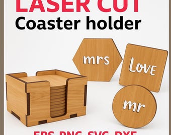 Laser Cut Love Coaster Holder SVG | Mr & Mrs  Gift Files