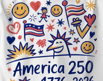 Kids Doodle America 250 PNG, Children’s 1776–2026 Anniversary Illustration