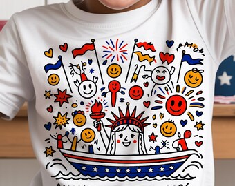 Naive Kunst 1776–2026 Design, Kindliche Freiheit Illustration, USA 250th Jubiläum Shirt