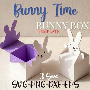 イースターバニーのお菓子箱 SVG | 3サイズのギフトボックステンプレート Cricut