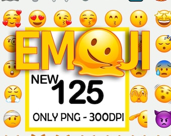 125 pegatinas digitales de emojis en formato PNG - Paquete para iOS compatible con Cricut y Canva