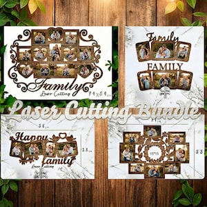 Laser geschnitten Foto-Collage Rahmen SVG Bundle: Familien Hochzeitsgeschenk (Digitale Dateien)
