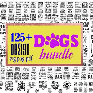 125+ hond SVG-bundel, hond gluren, hond moeder SVG, hondenliefhebber SVG, hond citaat SVG, hond gezegde, pootafdrukken SVG, huisdier SVG, hond botten vg en C lipart