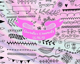 Decorative Ornaments SVG: Flourishes, Swirls, Dividers (Digital Download)
