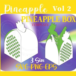 Ananas vak sjabloon, 2 grootte zomer vak sjabloon, geschenkdoos sjabloon, snoep vak sjabloon, koekjes vak sjabloon, aanpasbare sjabloon, afdrukbaar