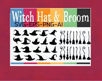 Witch Hat & Broom SVG Bundle: Halloween Cut Files (Digital Download)