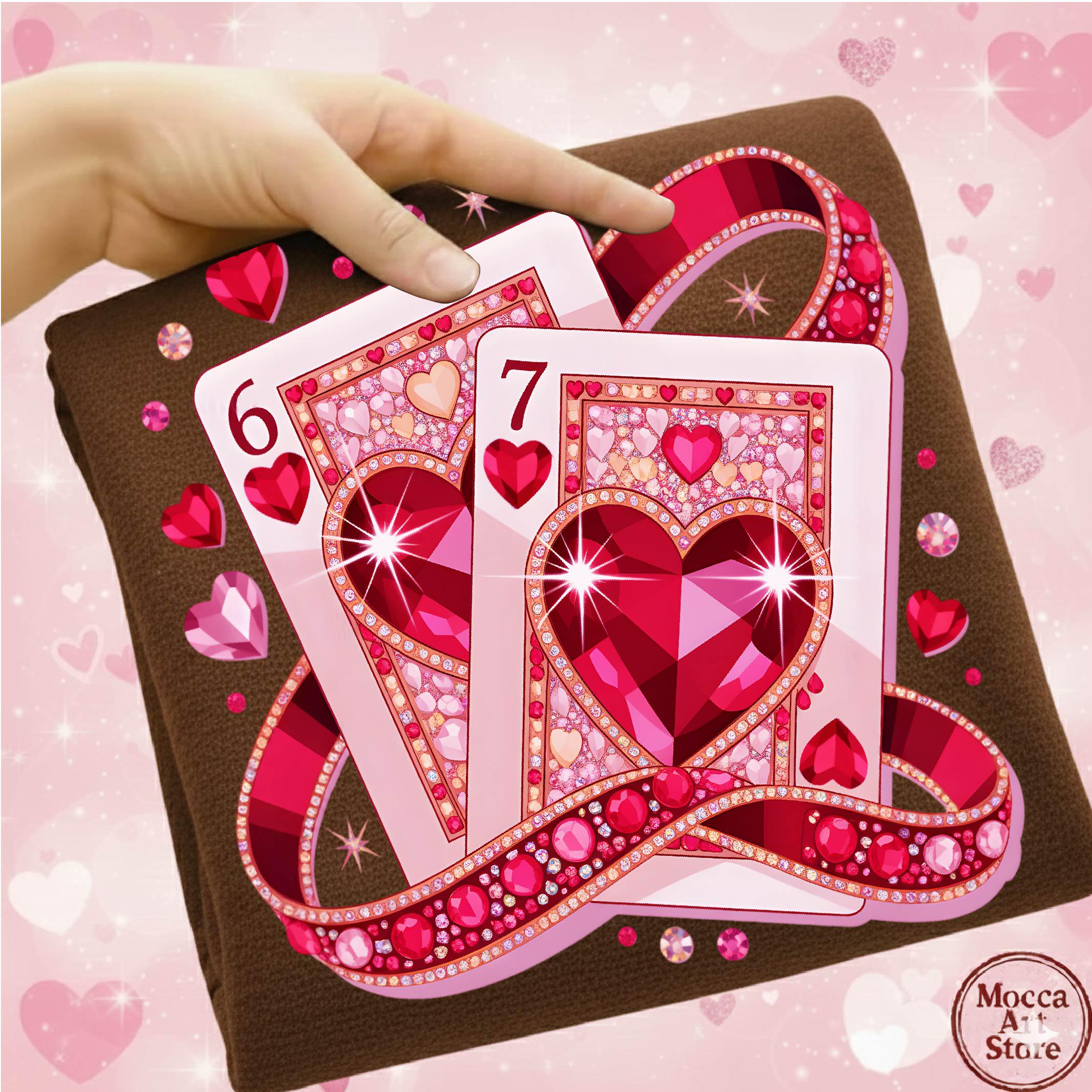 Playing Cards Rhinestone Rhinestone Playing Cards Valentine 6 7 PNG • Six Seven Coquette Heart ...