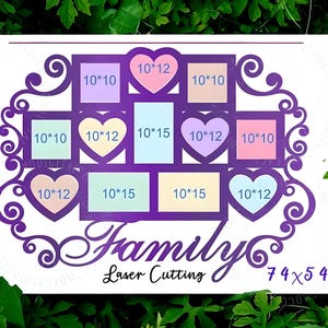 Fotocollage FRAME Bundle, Laser cut Modell, Fotorahmen Bundle svg, Familienrahmen svg, Hochzeit favor Cricut Plotterdatei, S VG