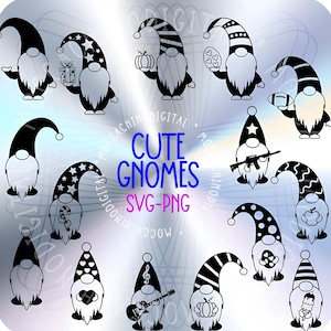 15 Cute Gnome Bundle SVG For Cut File, Gnome svg, Wichtel svg, wichtel plotterdatei,Cartoon Gnomes, svg,png for cricut Silhouette,Cameo