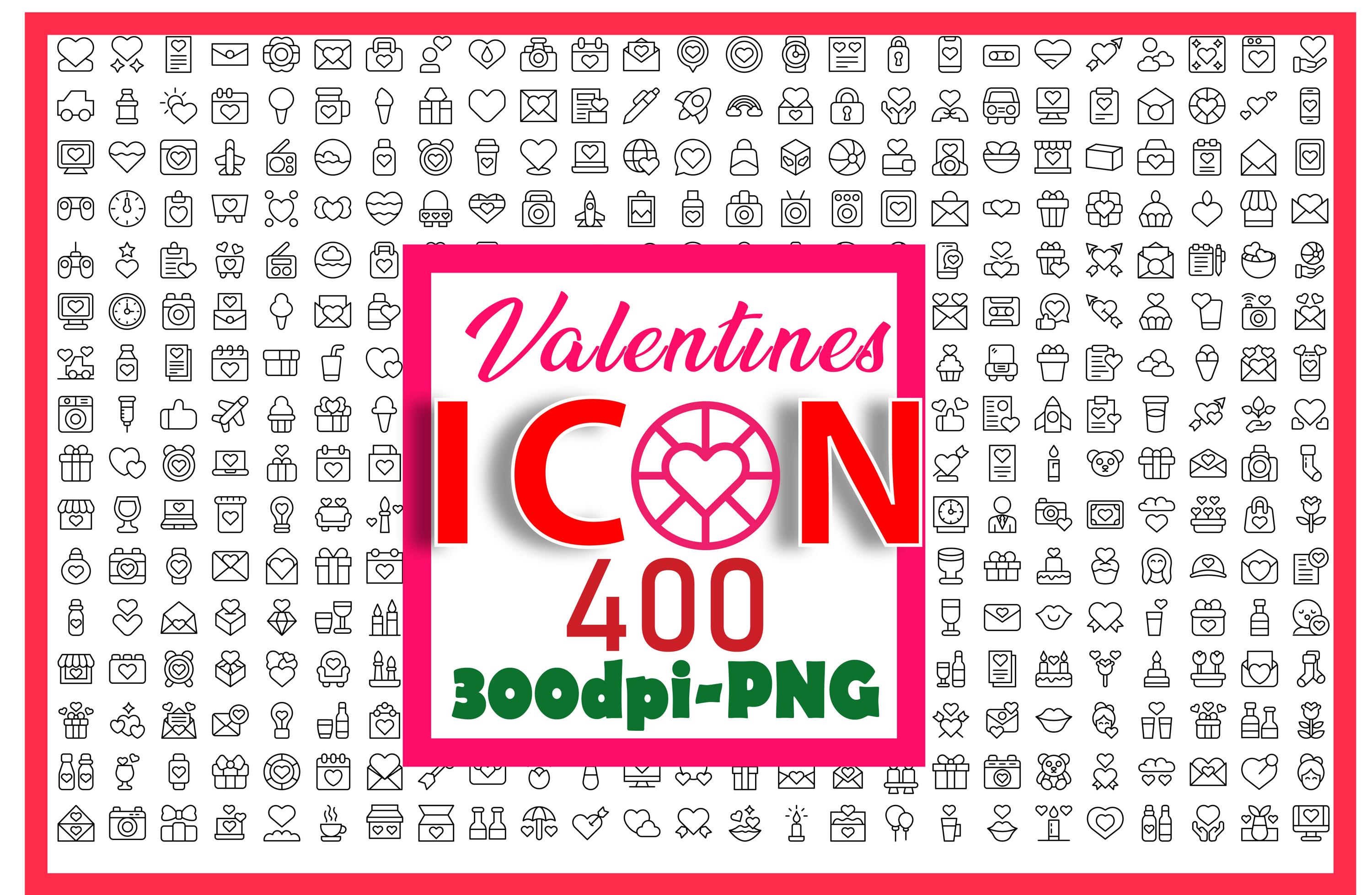 Paquete de iconos de San Valentín: 400 PNG SVG (descarga digital)