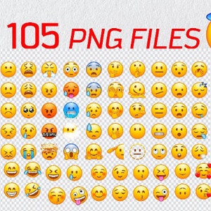 Funny Emoji PNG Bundle: 105+ Ios Emoticons, Cute Emoji Stickers, Face ...