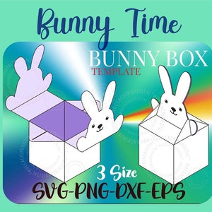 Plantilla de caja de conejito de Pascua grande y pequeña SVG, caja de regalo SVG, cajas de golosinas de conejito de Pascua de 3 tamaños, archivos de corte cricut, descarga de archivos de corte de silueta
