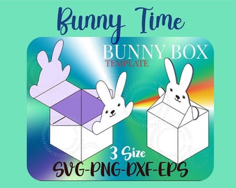 Big and Little Easter Bunny Box Template SVG, Gift Box SVG, 3 SIZE Easter Bunny Treat Boxes, Cricut Cut Files, Silhouette Cut Files Download