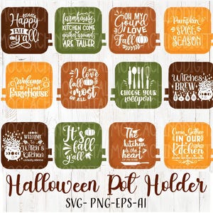 Halloween Topflappen SVG Bundle | Herbst Küche Dekor | Halloween Zitate | Kürbis-Gewürzzeit | Digitale Schnittdateien