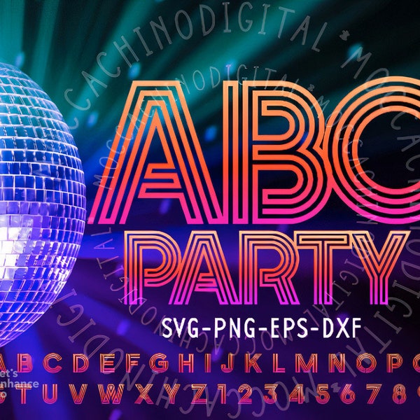 Disco Font and numbers, Modern glowing Alphabet,Neon trendy Font svg,Stylish Letters,Numbers and Symbols,Disco Alpha, Retro font Svg,cri cut