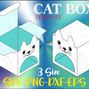 Kitty Cat Treat Box, Regalo de caramelo, Kids Party Favor, Plantilla de caja de gato, caja en forma de gato, caja de regalo de gato, caja con gato, caja de mascota, caja de regalo de mascota svg