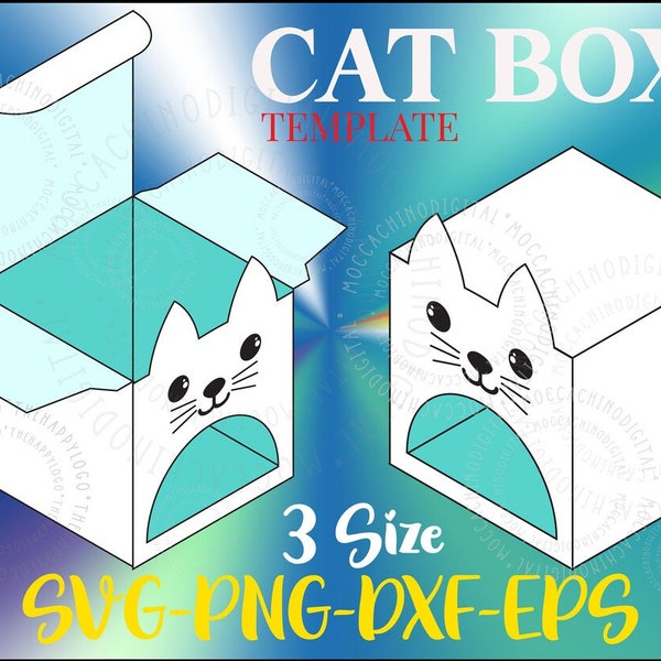 Kitty Cat Treat Box, Candy Gift, Kids Party Favor, Cat box template, cat shaped box, cat gift box, box with cat, pet box, pet gift box svg