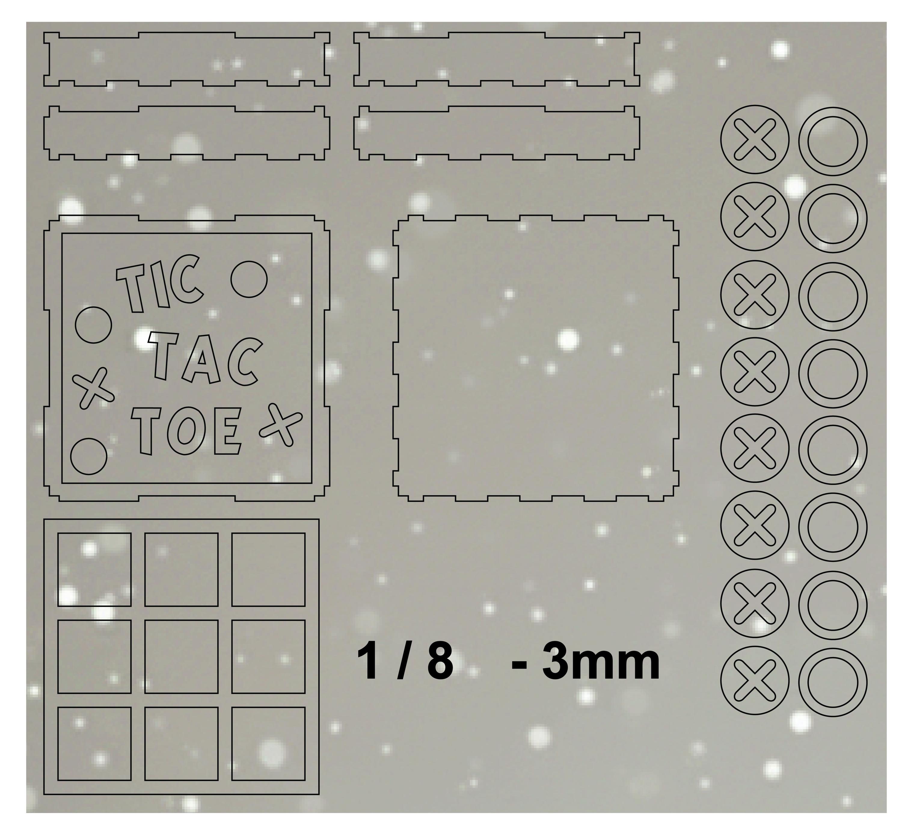 Laser Cut Tic Tac Toe Game Template: Wooden Board SVG DXF - Etsy
