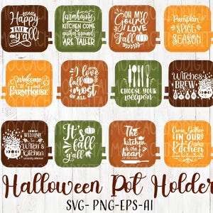What's included:

12 unique Halloween-themed pot holder designs
File formats: SVG, PNG, EPS, AI
High-quality vector files, ready for use with Cricut and Silhouette machines