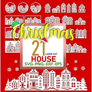 Christmas Villages SVG Bundle | Christmas Houses SVG Cut Files for Cricut | Digital Download, Cutting files Cricut Funny Cute svg