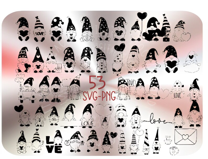 53 Valentine Gnomes SVG Bundle | Hand-drawn Doodle PNG Cut Files - Etsy