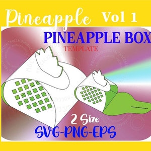 Ananas vak sjabloon, 2 grootte zomer vak sjabloon, geschenkdoos sjabloon, snoep vak sjabloon, koekjes vak sjabloon, aanpasbare sjabloon, afdrukbaar
