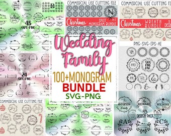 Familie Monogramm SVG Bundle | 100+ individuelle Initialen & Namen Designs