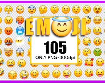 Paquete de emojis PNG divertidos: más de 105 emoticones para iOS (descarga digital)