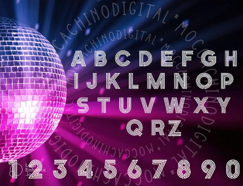 Disco Font SVG Bundle: Retro Futurism Art, Neon 70s Alphabet, (digital ...