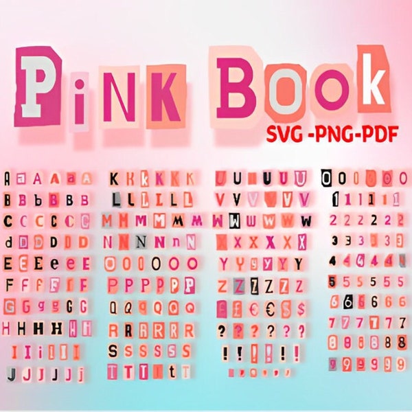 Burn Book Alphabet, Numbers, BONUS Font, 240+ PNG, SVG Files, Mean Girls Party Decor, Burn Book Font, Pink Font Pdf