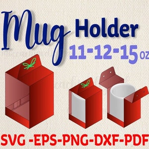 Lot de supports de tasse Svg, Mug boîte SVG, 11-12-15 oz Mug boîte eps, Mug presse svg, Mug titulaire svg, boîte cadeau svg, Cricut Mug presse svg