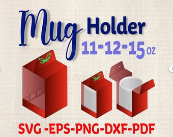 Paquete SVG de portavasos: Plantilla de caja para tazas de 11 a 15 oz (descarga digital)