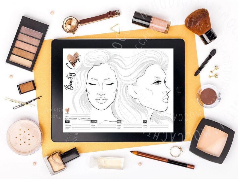 Face Chart for Makeup Practice, Open and Closed Eyes, Beginner Makeup ...