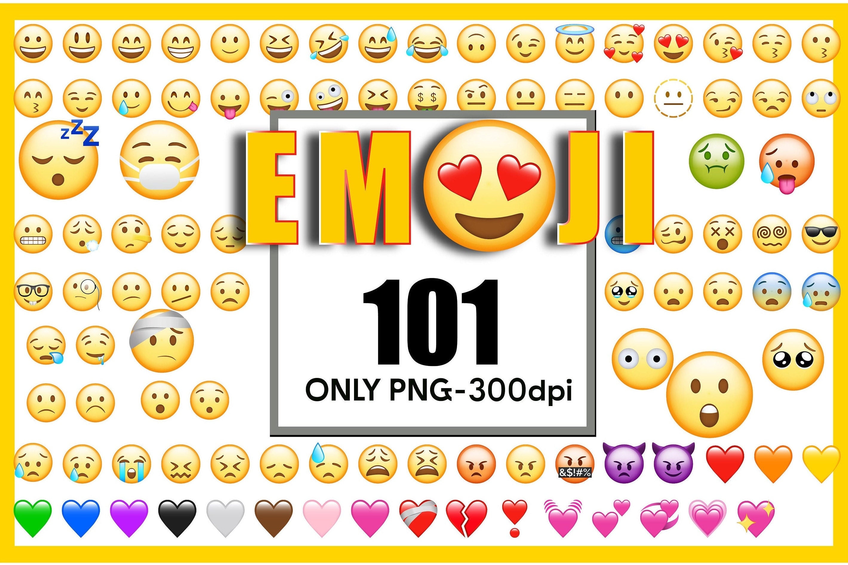 101 Separated Ios Emoji, Printable Emoji Faces,birthday Party Supplies
