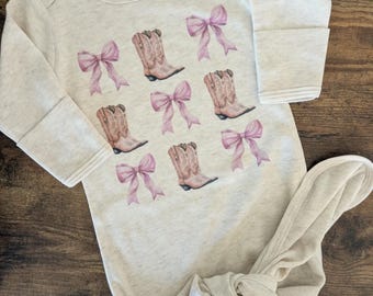 Boots & Bows Cowgirl Infant Bodysuit / Gown